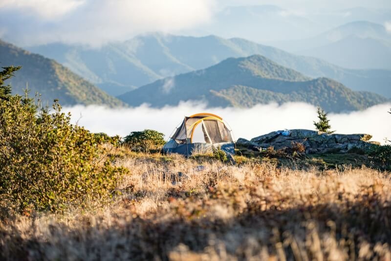 camping tent on top of mountain